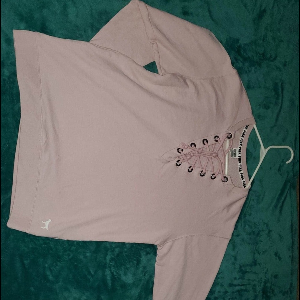 Pink lace up shirt
